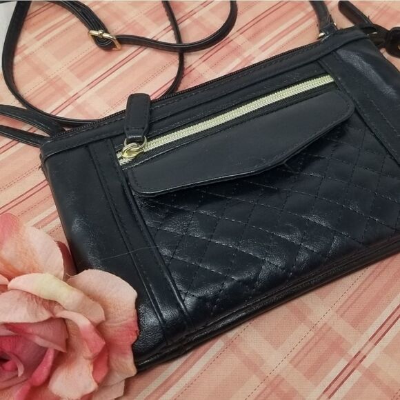 Black Faux Leather Crossbody Bag - Picture 1 of 9